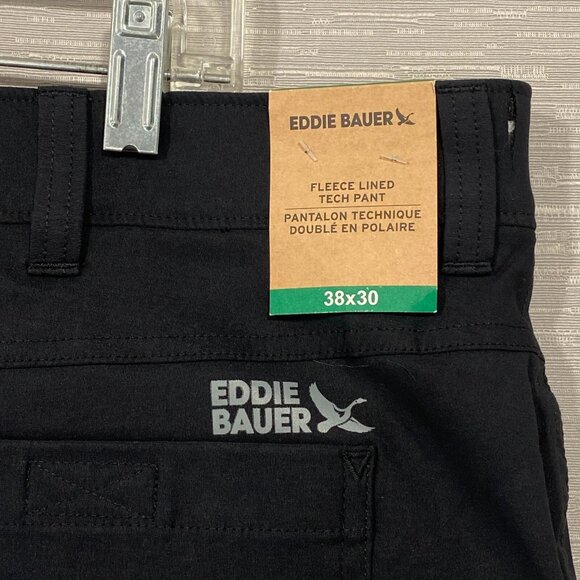 Eddie Bauer Fleece Lined Tech Pants Mens 38 x 30 Black Water Repellent Insulated - Picture 13 of 13